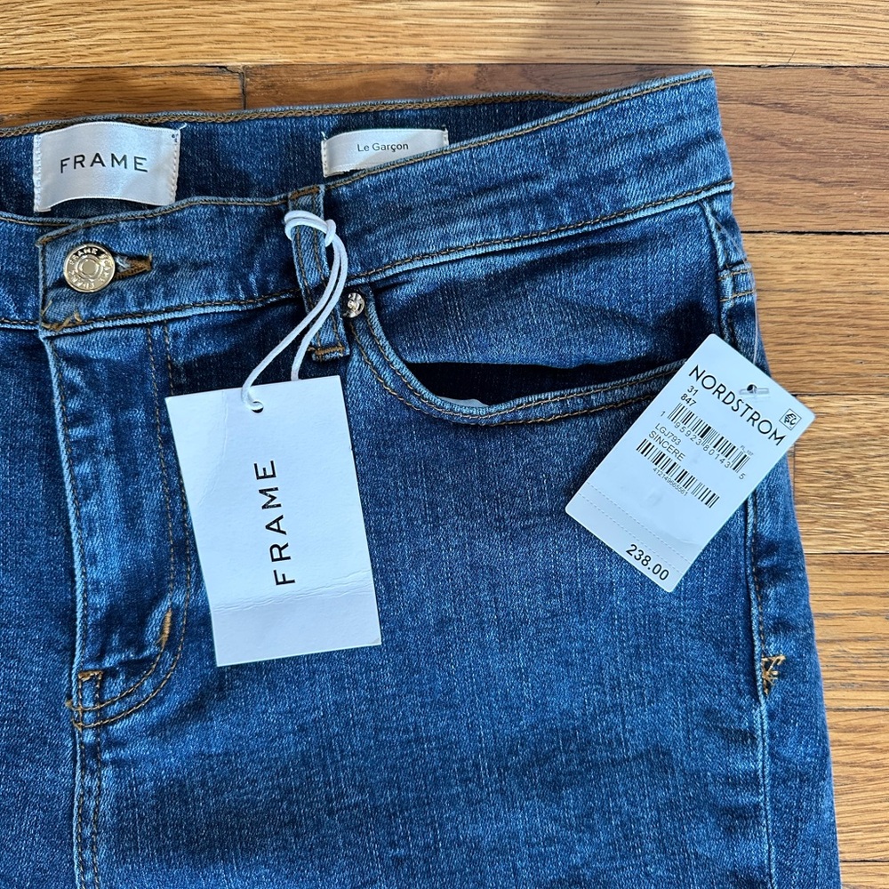 FRAME Le Garçon Low Rise Slim Leg Jeans - Medium Wash. Size 31. NWT - Picture 5 of 7